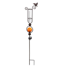 Plow & Hearth Decorative Garden Accents | Yard & Garden Solar Rain Gauge Garden Stake - Orange