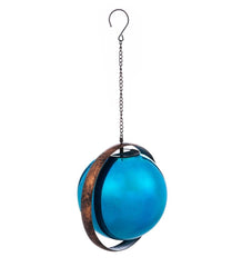 Plow & Hearth Decorative Garden Accents | Yard & Garden Stargazing Solar Hanging Blue Glass Orb And Hoop