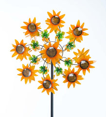 Plow & Hearth Decorative Garden Accents | Yard & Garden Sunflower Garden Metal Wind Spinner