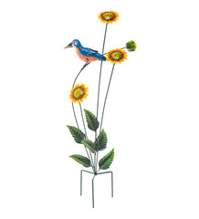 Plow & Hearth Decorative Garden Accents | Yard & Garden Sunflowers With Bird Metal Garden Stake