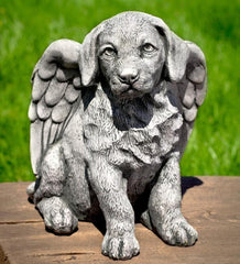 Plow & Hearth Decorative Garden Accents | Yard & Garden Usa-Made Cast Stone Angel Puppy Garden Statue