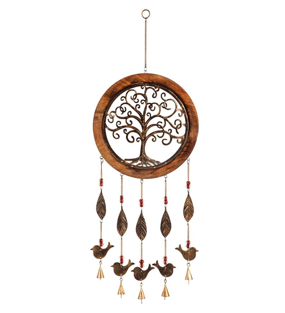 Plow & Hearth Decorative Garden Accents | Yard & Garden Wood And Metal Tree Of Life Garden Bell