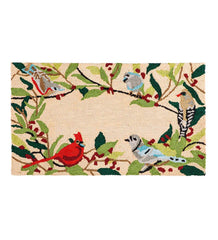 Plow & Hearth Doormats & Boot Trays | Outdoor Living Birds And Berries Holiday Hooked Accent Rug