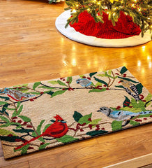 Plow & Hearth Doormats & Boot Trays | Outdoor Living Birds And Berries Holiday Hooked Accent Rug