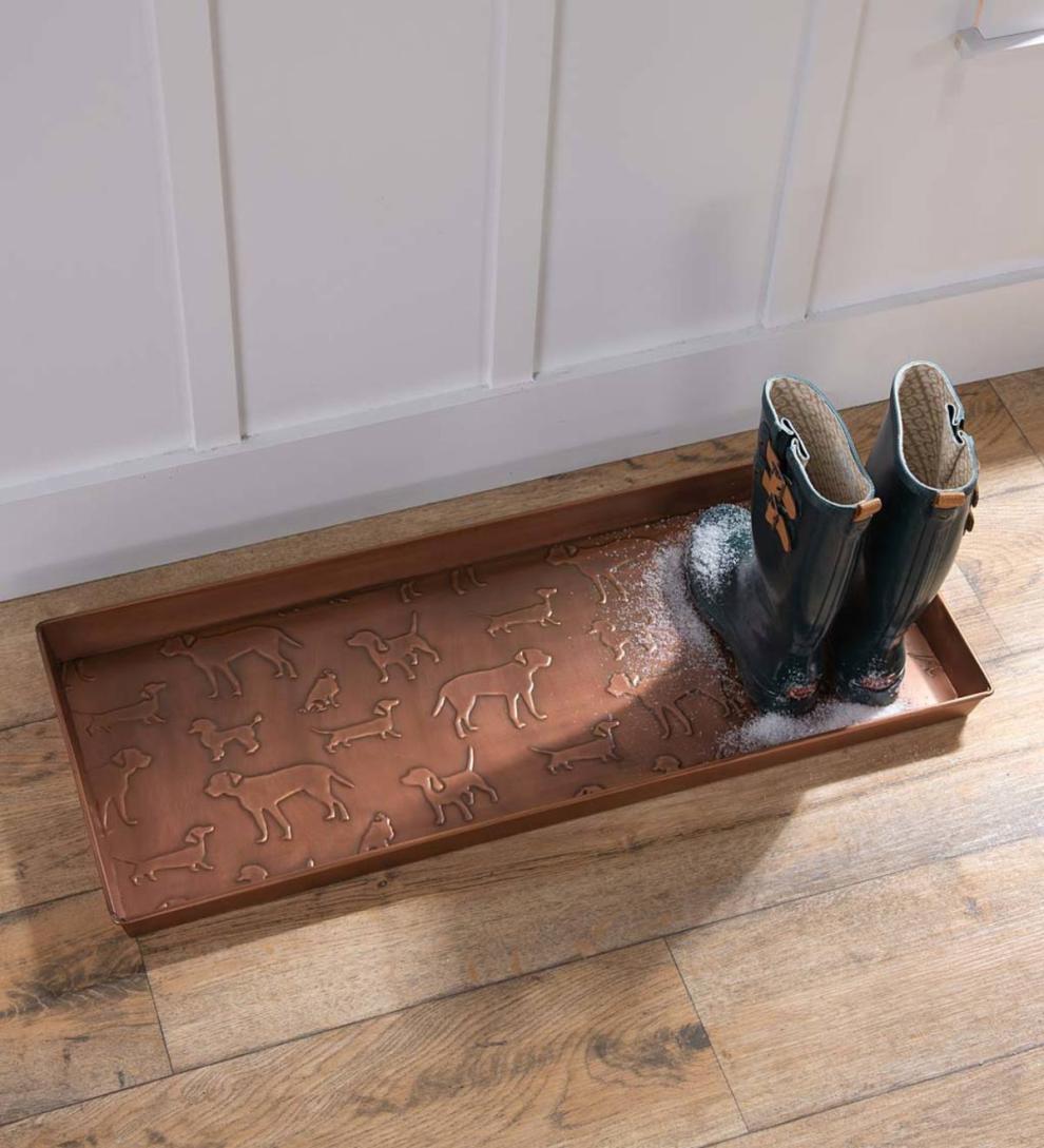 Plow & Hearth Doormats & Boot Trays | Outdoor Living Embossed Metal Dog Breeds Boot Tray