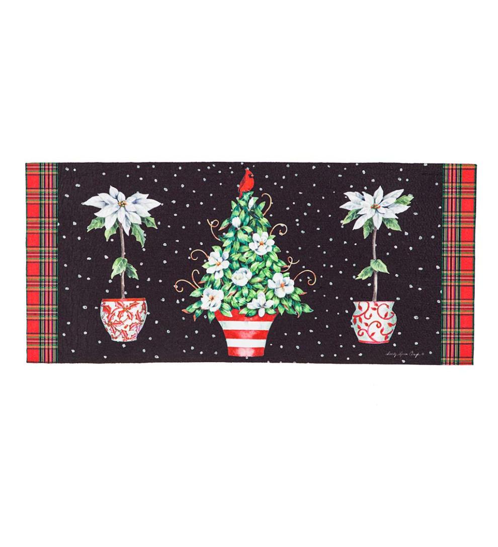 Plow & Hearth Doormats & Boot Trays | Outdoor Living Red Chinoiserie Topiaries Sassafras Switch Mat