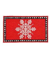 Plow & Hearth Doormats & Boot Trays | Outdoor Living Red Snowflake Hooked Accent Rug