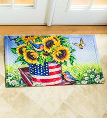 Plow & Hearth Doormats | Indoor Living Americana Sunflower Wagon Embossed Mat