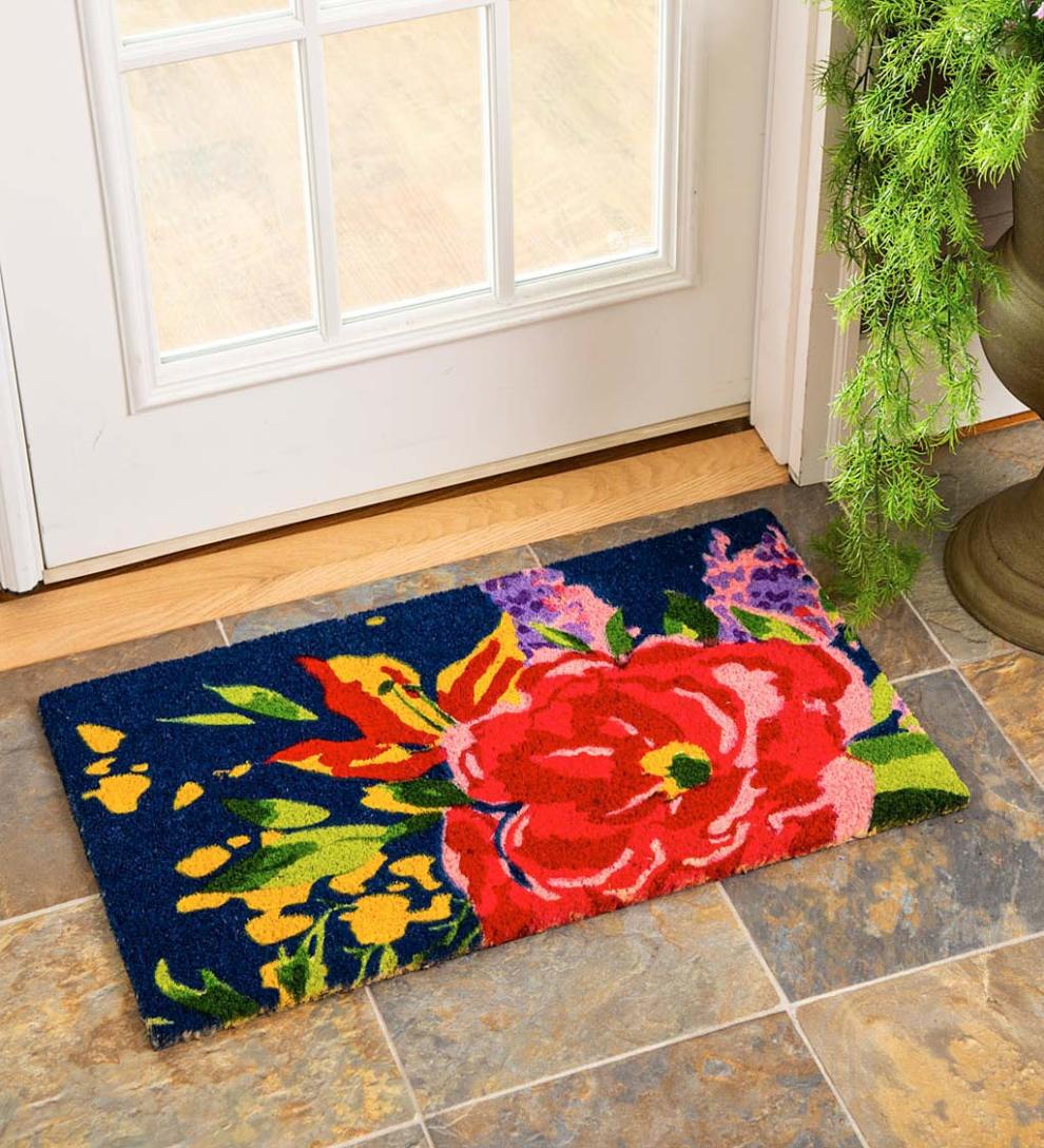 Plow & Hearth Doormats | Indoor Living Floral Grand Coir Mat