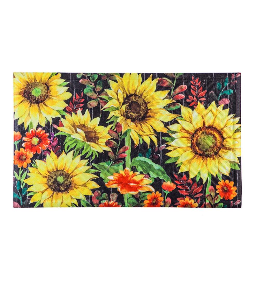 Plow & Hearth Doormats | Indoor Living Indoor/Outdoor Fall Sunflowers Embossed Floor Mat