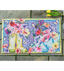 Plow & Hearth Doormats | Indoor Living Indoor/Outdoor Floral Boots Embossed Floor Mat