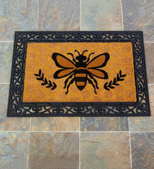 Plow & Hearth Doormats | Indoor Living Indoor/Outdoor Honey Bee And Laurels Coir Fiber Mat