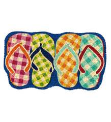 Plow & Hearth Doormats | Indoor Living Plaid Flip Flops Shaped Coir Mat