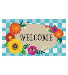 Plow & Hearth Doormats | Indoor Living Plaid Floral Welcome Coir Mat