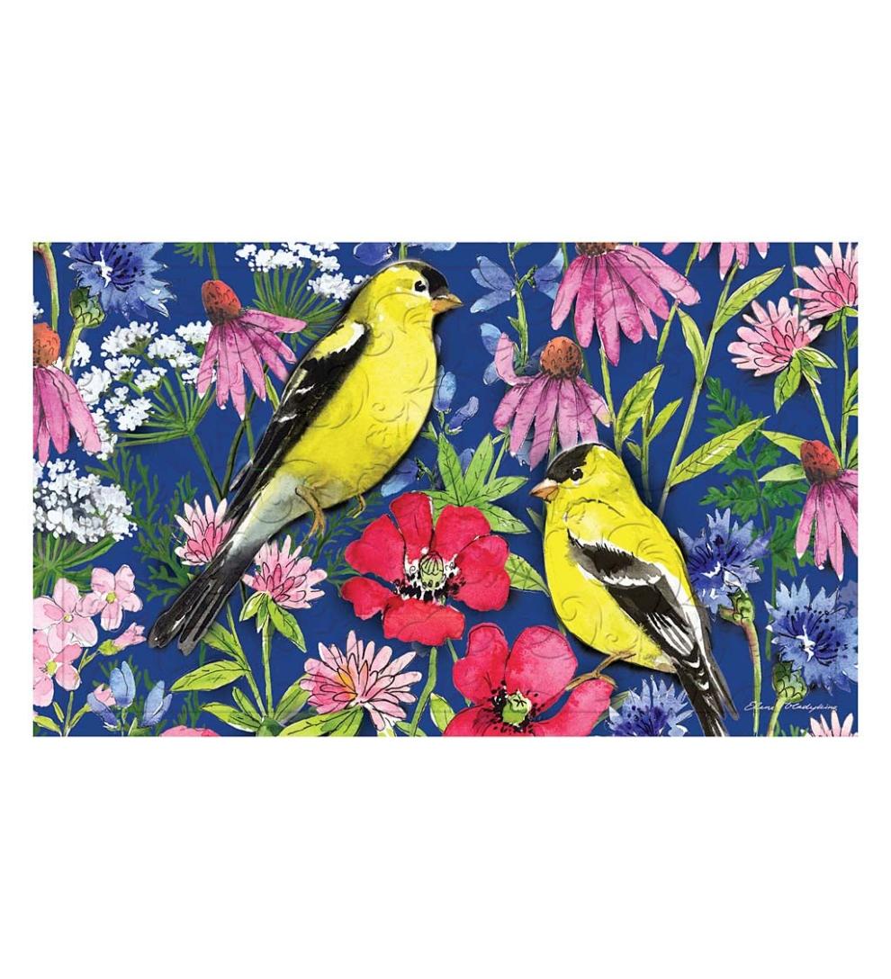 Plow & Hearth Doormats | Indoor Living Watercolor Wildflowers Embossed Floor Mat