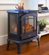 Plow & Hearth Electric Fireplaces & Stoves | Fireplace & Hearth Panoramic Quartz Infrared Stove Heater - Black