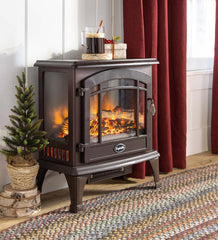 Plow & Hearth Electric Fireplaces & Stoves | Fireplace & Hearth Panoramic Quartz Infrared Stove Heater - Black