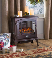 Plow & Hearth Electric Fireplaces & Stoves | Fireplace & Hearth Panoramic Quartz Infrared Stove Heater - Black