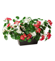 Plow & Hearth Faux Flowers & Plants | Indoor Living Everlasting Faux Red And White Geranium Window Box Filler