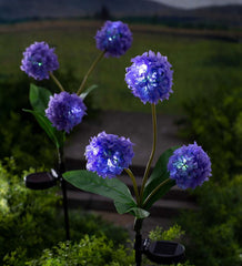 Plow & Hearth Faux Flowers & Plants | Indoor Living Solar Garden Flower Stakes With Led Lights, Set Of 2 - Pink