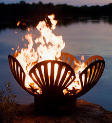 Plow & Hearth Fire Pits | Fireplace & Hearth American-Made Firepit Art Barefoot Beach Seashells And Starfish Fire Pit