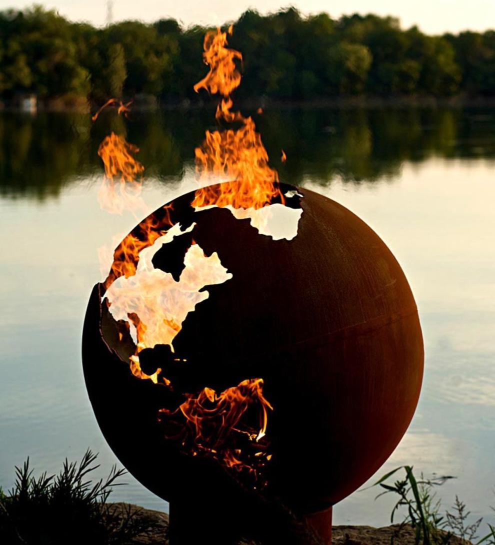 Plow & Hearth Fire Pits | Fireplace & Hearth American-Made Firepit Art Third Rock Globe Fire Pit