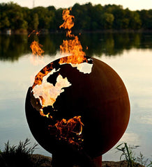 Plow & Hearth Fire Pits | Fireplace & Hearth American-Made Firepit Art Third Rock Globe Fire Pit