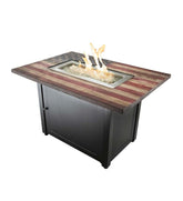 Plow & Hearth Fire Pits | Fireplace & Hearth Americana Propane Gas Fire Pit With Faux Wood Tabletop And Glass Rocks