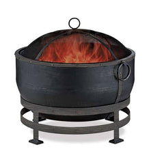Plow & Hearth Fire Pits | Fireplace & Hearth Bronze Cauldron Wood-Burning Fire Bowl - Black