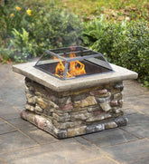 Plow & Hearth Fire Pits | Fireplace & Hearth Faux Stone Quarry Wood Burning Fire Pit