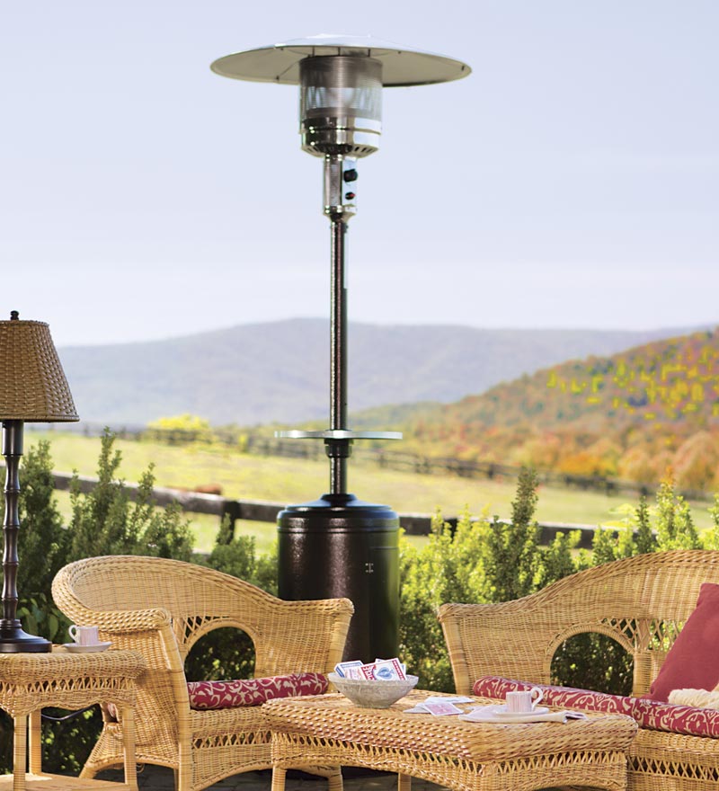 Plow & Hearth Fire Pits | Fireplace & Hearth Freestanding Steel Propane Patio Heater With Adjustable Table - Bronze
