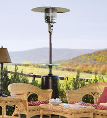 Plow & Hearth Fire Pits | Fireplace & Hearth Freestanding Steel Propane Patio Heater With Adjustable Table - Bronze