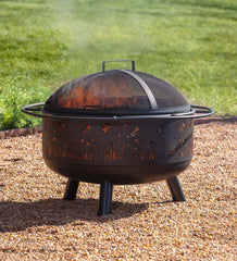 Plow & Hearth Fire Pits | Fireplace & Hearth Meadow Wood Burning Fire Pit With Cutout Design - Black