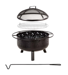 Plow & Hearth Fire Pits | Fireplace & Hearth Meadow Wood Burning Fire Pit With Cutout Design - Black