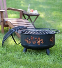 Plow & Hearth Fire Pits | Fireplace & Hearth Pine Cone Wood Burning Fire Pit - Black