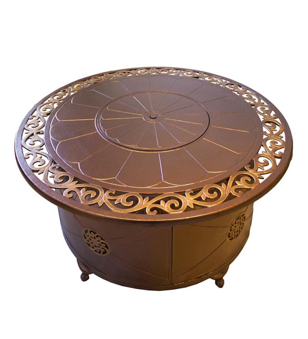 Plow & Hearth Fire Pits | Fireplace & Hearth Round Cast Aluminum Propane Fire Pit