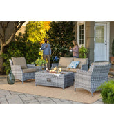 Plow & Hearth Fire Pits | Fireplace & Hearth St. Helena Wicker Patio And Fire Pit Seating Set, 5-Piece