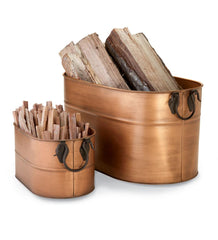 Plow & Hearth Fire Starters & Fatwood | Fireplace & Hearth Copper Finished Firewood Bucket