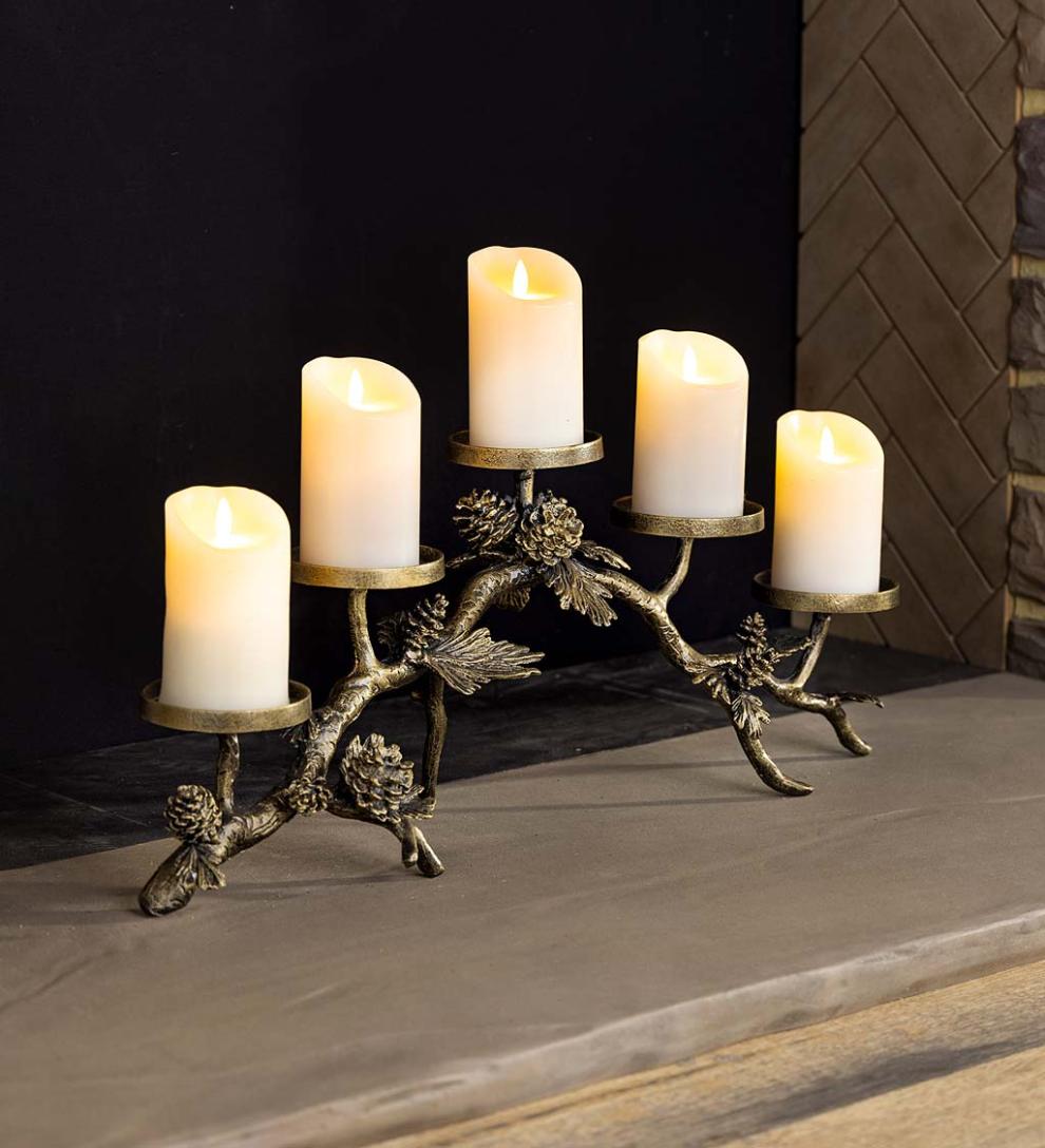 Plow & Hearth Fireplace Candelabras | Fireplace & Hearth Pine Cone Cast Aluminum Fireplace Candelabra