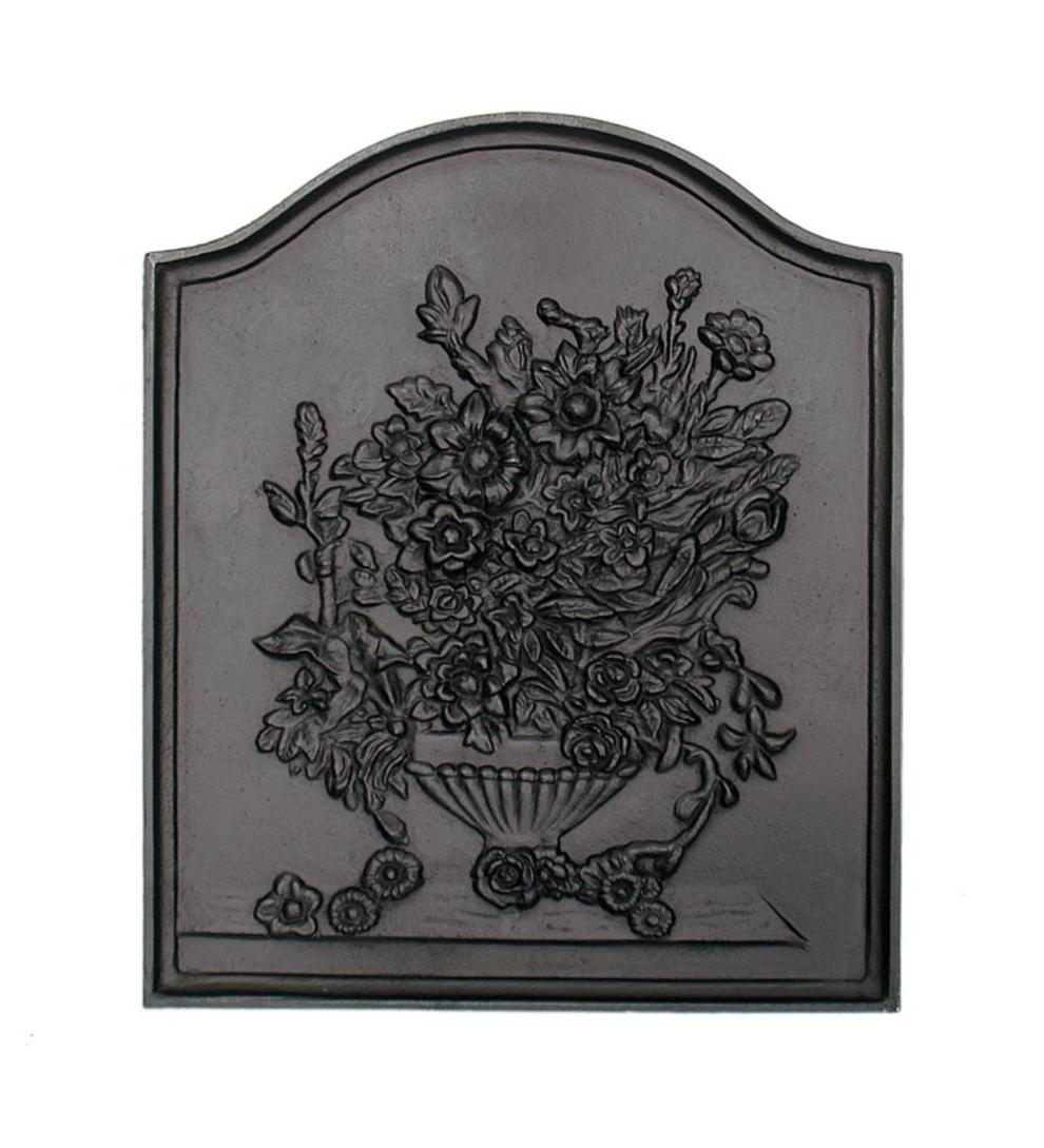 Plow & Hearth Fireplace Grates & Firebacks | Fireplace & Hearth Bouquet Cast Iron Fireplace Fireback In Matte Black Finish
