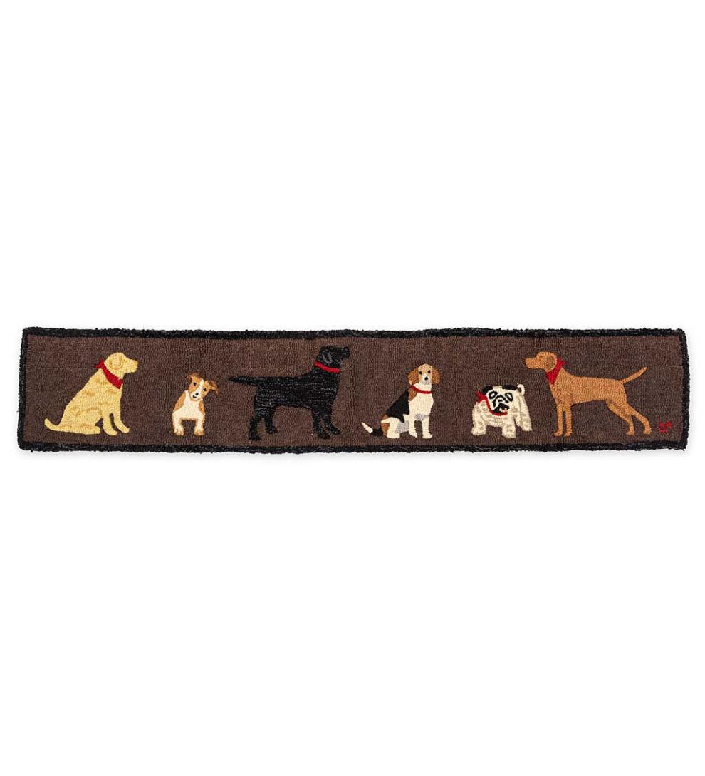 Plow & Hearth Fireplace & Mantel Décor | Fireplace & Hearth All Dogs Hooked Wool Hearth Runner