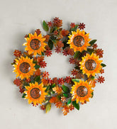 Plow & Hearth Fireplace & Mantel Décor | Fireplace & Hearth Autumn Sunflowers Metal Wreath