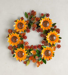 Plow & Hearth Fireplace & Mantel Décor | Fireplace & Hearth Autumn Sunflowers Metal Wreath