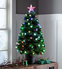 Plow & Hearth Fireplace & Mantel Décor | Fireplace & Hearth Fiber Optic Color-Changing Tabletop Christmas Tree