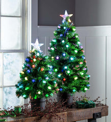 Plow & Hearth Fireplace & Mantel Décor | Fireplace & Hearth Fiber Optic Color-Changing Tabletop Christmas Tree
