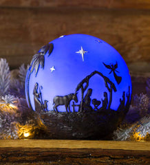 Plow & Hearth Fireplace & Mantel Décor | Fireplace & Hearth Glowing 3D Christmas Nativity Globe - Nativity
