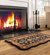Plow & Hearth Fireplace & Mantel Décor | Fireplace & Hearth Hand-Tufted Fire Resistant Scalloped Wool Mclean Hearth Rug - Black/Red