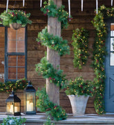 Plow & Hearth Fireplace & Mantel Décor | Fireplace & Hearth Indoor/Outdoor Blue Ridge Garland With Battery-Operated Dual-Function Lights