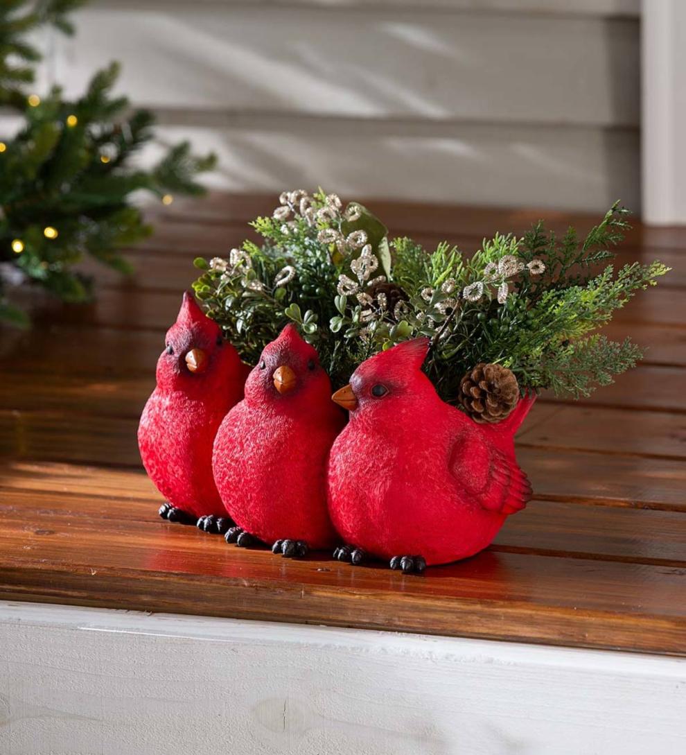 Plow & Hearth Fireplace & Mantel Décor | Fireplace & Hearth Indoor/Outdoor Cardinal Trio Planter