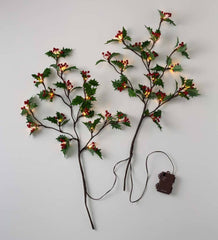 Plow & Hearth Fireplace & Mantel Décor | Fireplace & Hearth Indoor/Outdoor Holly And Berry Lighted Branches, Set Of 2